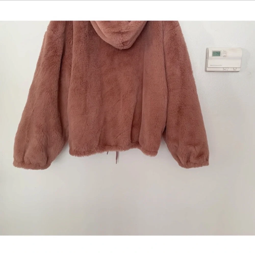 Lucky Brand Faux Fur Hooded Bomber Jacket Coat Size XL - Picture 6 of 11
